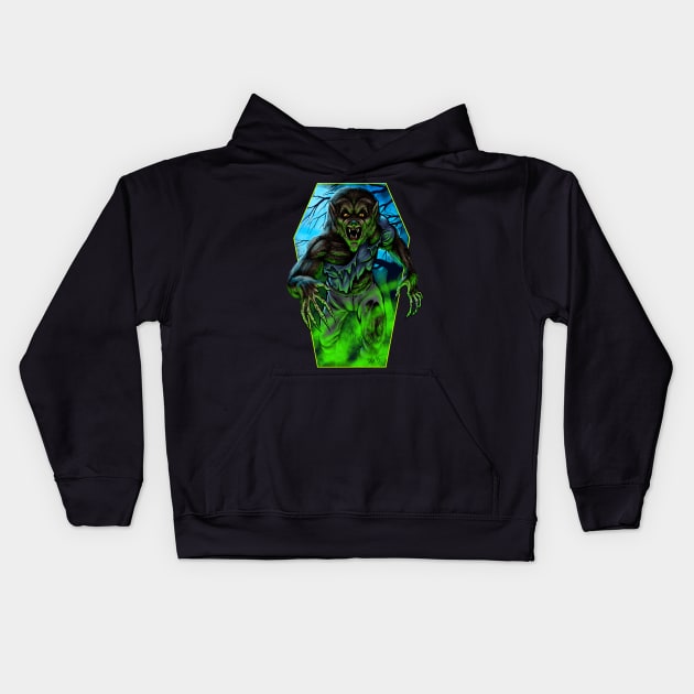 Portrait of the Wolf Man Kids Hoodie by Chad Savage